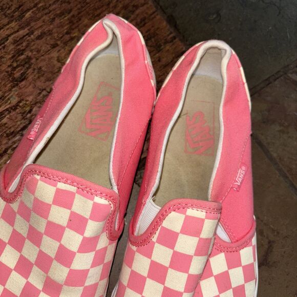 Vans Checkerboard Rose Pink White Women 11 Slip On Skateboarding Shoes Logo - Picture 4 of 10